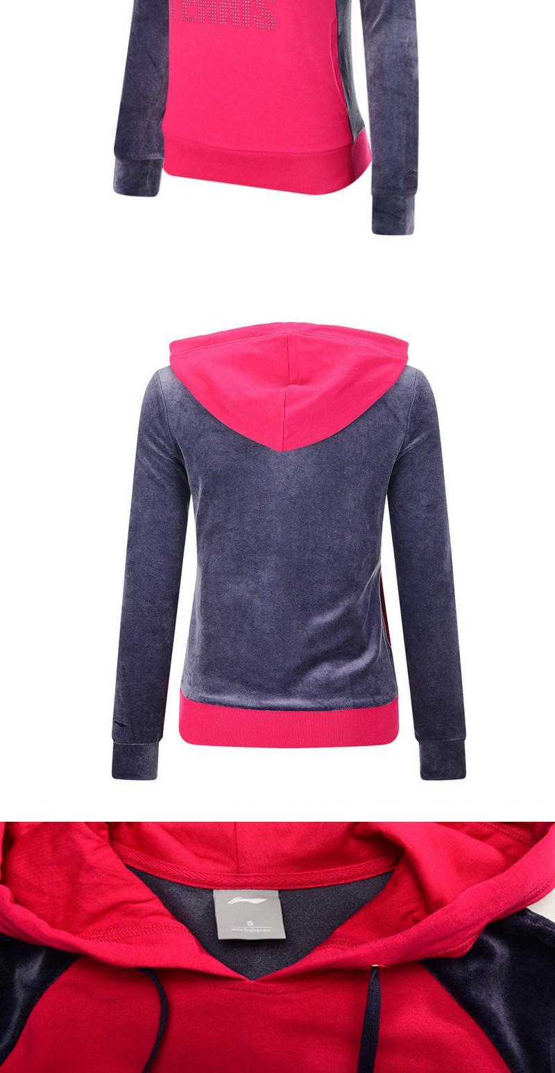 Li Ning Womens thời trang thể thao và giải trí thể thao loạt màu sắc phù hợp với áo len trùm đầu AWDK264-1 - Thể thao lông cừu / jumper váy hoodie