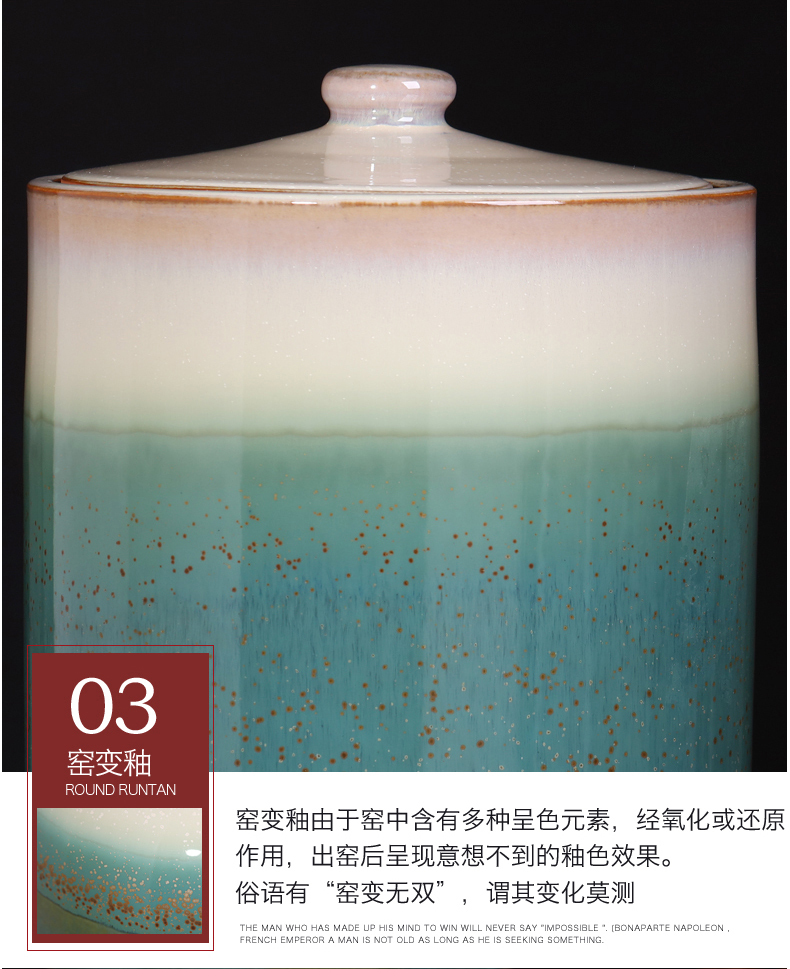 Jingdezhen ceramic barrel 20 jins 40 kg pack ricer box home with cover seal insect - resistant moistureproof caddy fixings storage tank