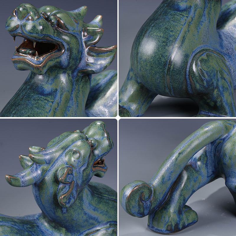 Jingdezhen ceramics imitation bronze, the mythical wild animal furnishing articles archaize sitting room office of new Chinese style porch decoration