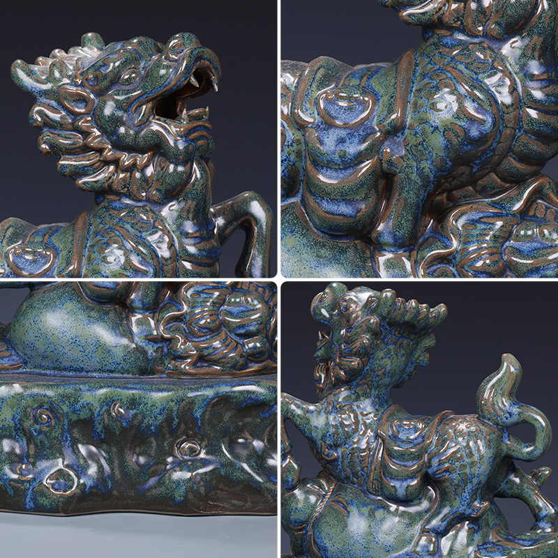 Jingdezhen ceramics kirin office furnishing articles using a pair of new Chinese style and the sitting room porch decoration decoration