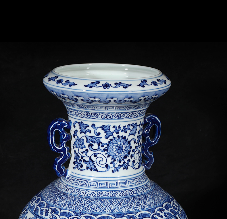 Imitation qianlong hand - made of blue and white porcelain of jingdezhen ceramics of large vases, flower arranging living room TV cabinet decorative furnishing articles