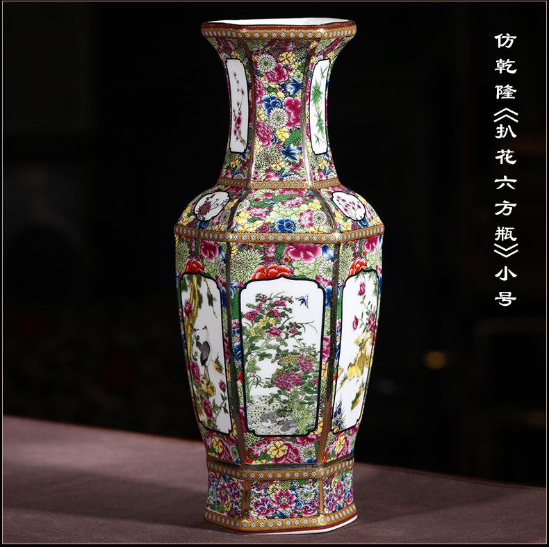 Jingdezhen ceramics imitation qianlong fuels the vase flower arrangement sitting room of Chinese style restoring ancient ways is household adornment handicraft furnishing articles