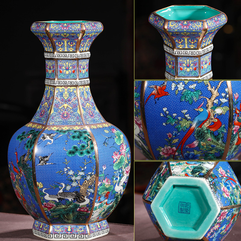 Jingdezhen ceramics imitation qianlong fuels the vase flower arrangement sitting room of Chinese style restoring ancient ways is household adornment handicraft furnishing articles