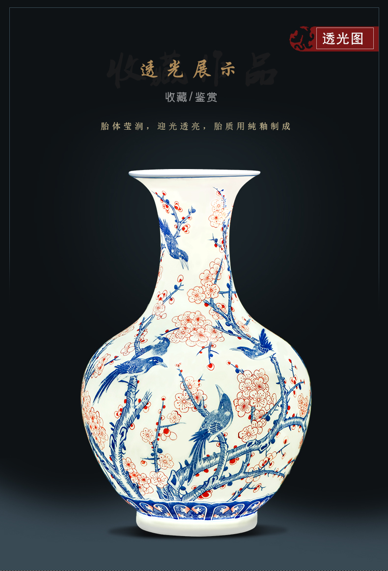 Beaming blue and white porcelain of jingdezhen ceramics hand - made vases, flower arranging new Chinese style household adornment furnishing articles sitting room