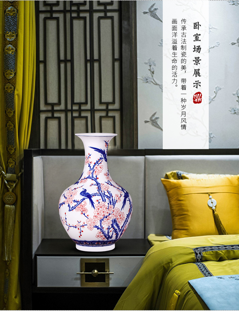 Beaming blue and white porcelain of jingdezhen ceramics hand - made vases, flower arranging new Chinese style household adornment furnishing articles sitting room