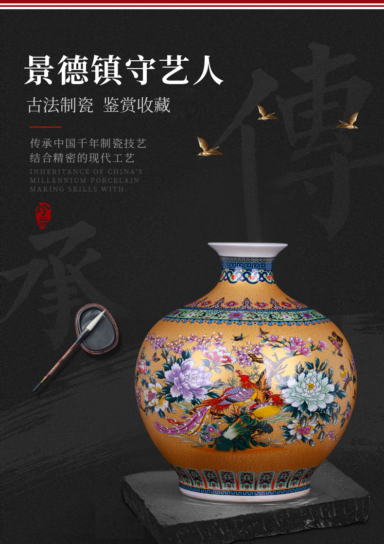 Jingdezhen ceramics pomegranate bottles of archaize colored enamel vase furnishing articles flower arranging large home decoration in the living room