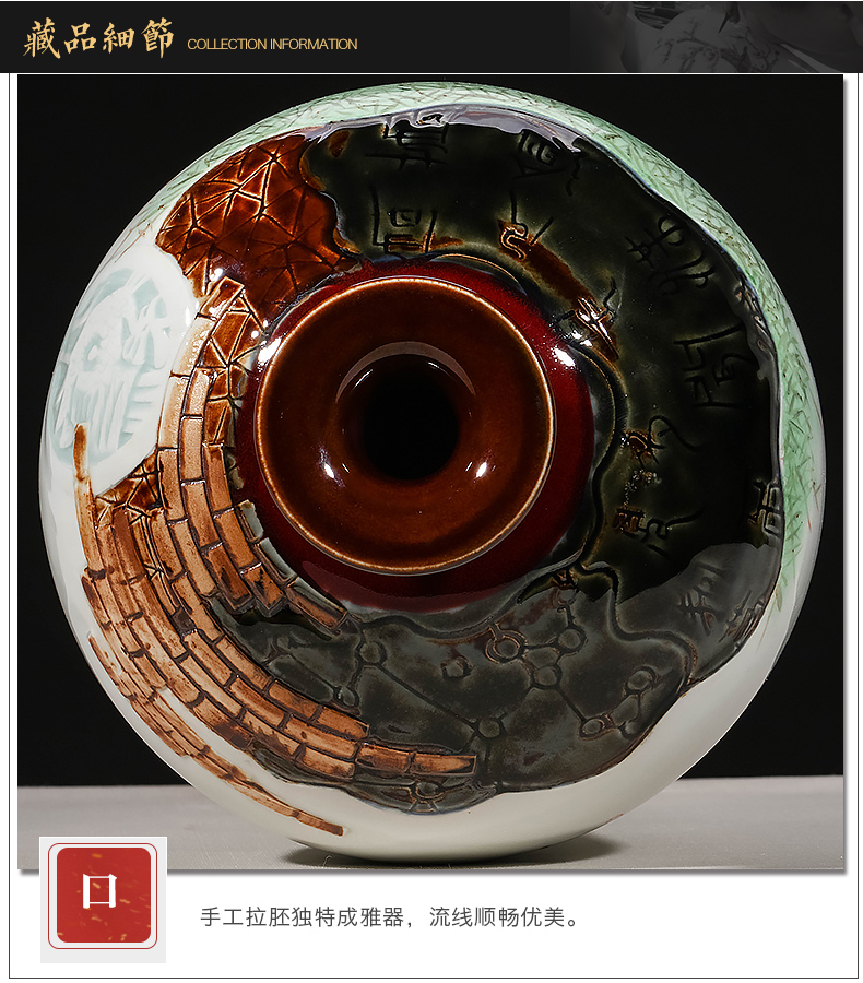 Jingdezhen ceramics hand - made pastel creative up carved antique Chinese vase sitting room adornment is placed