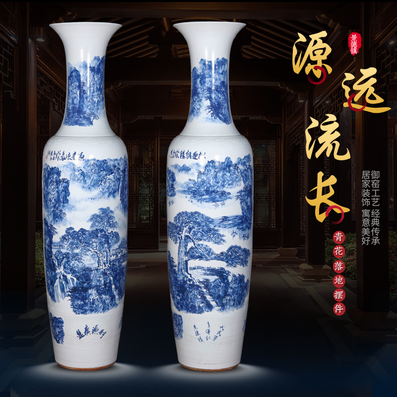 Jingdezhen ceramic hand - made porcelain of large vases, new Chinese style villa hotel furnishing articles to heavy large living room
