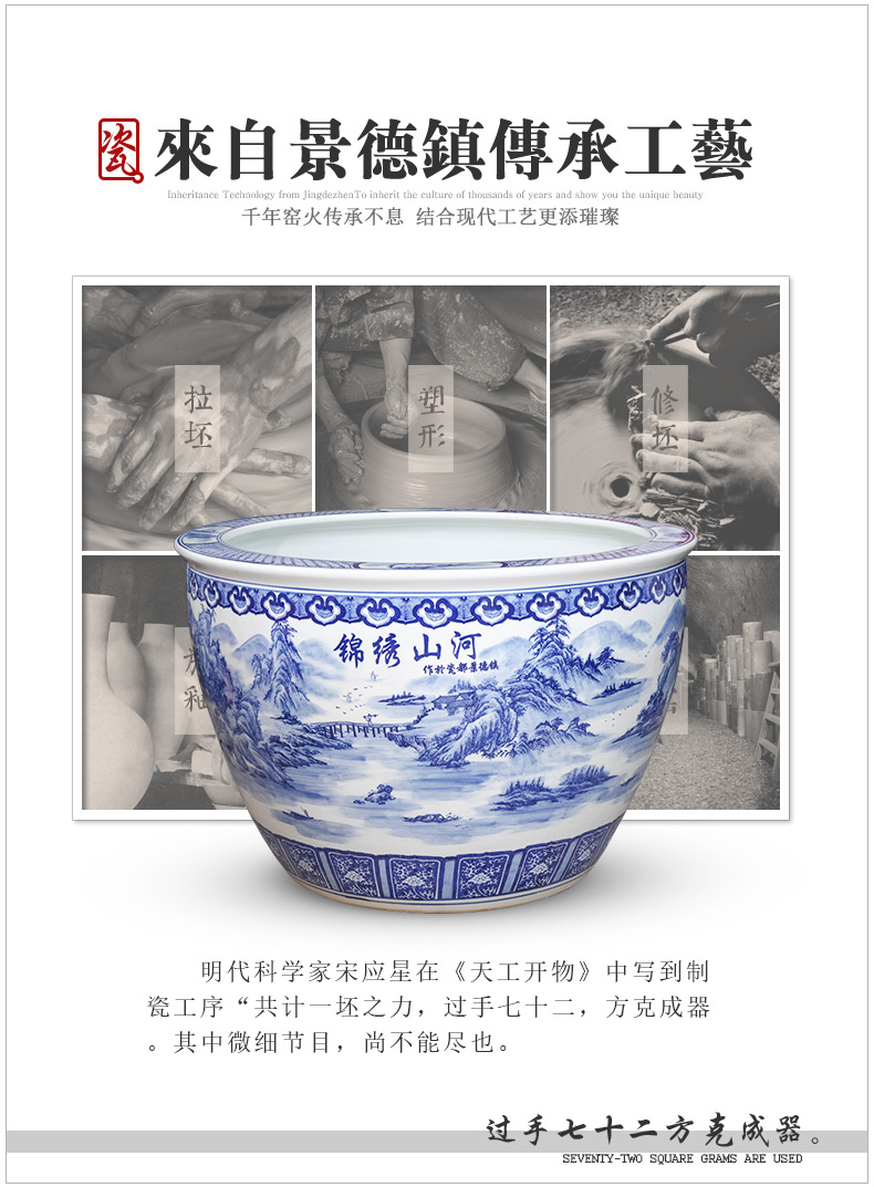Jingdezhen ceramics hand - made porcelain basin of the ground 1 m goldfish bowl aquarium water lily oversized large living room