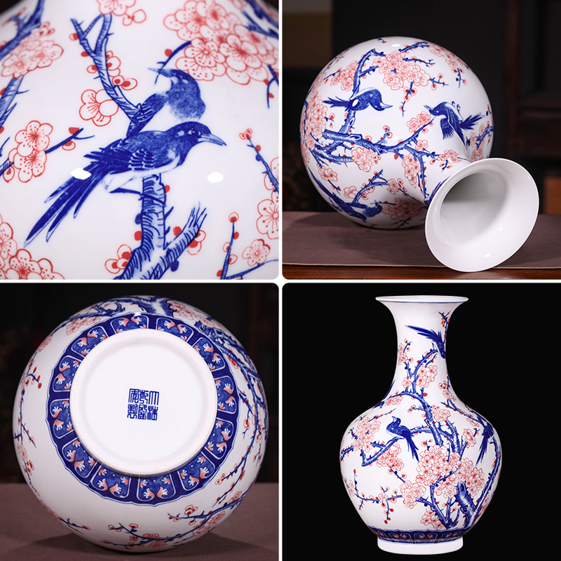 Beaming blue and white porcelain of jingdezhen ceramics hand - made vases, flower arranging new Chinese style household adornment furnishing articles sitting room