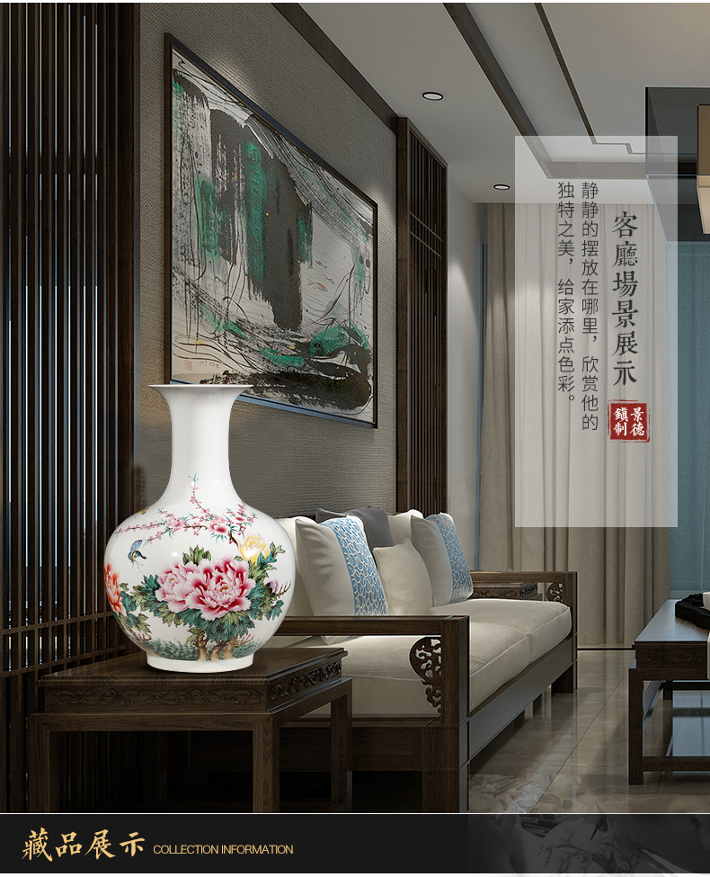 Jingdezhen ceramics by hand draw pastel vases, flower arranging large Chinese office sitting room adornment is placed