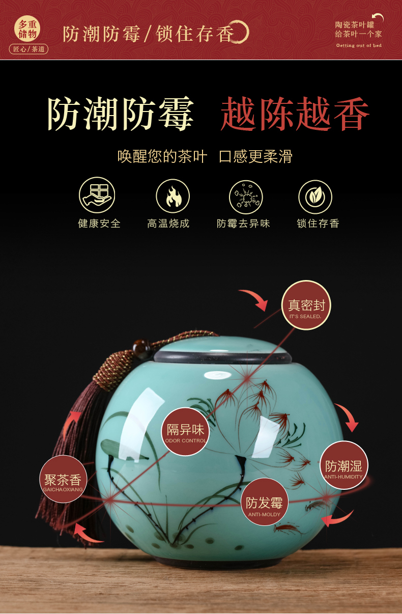 Jingdezhen hand - made caddy fixings suit small storage tank pu 'er tea tea POTS awake ceramic seal storage tank