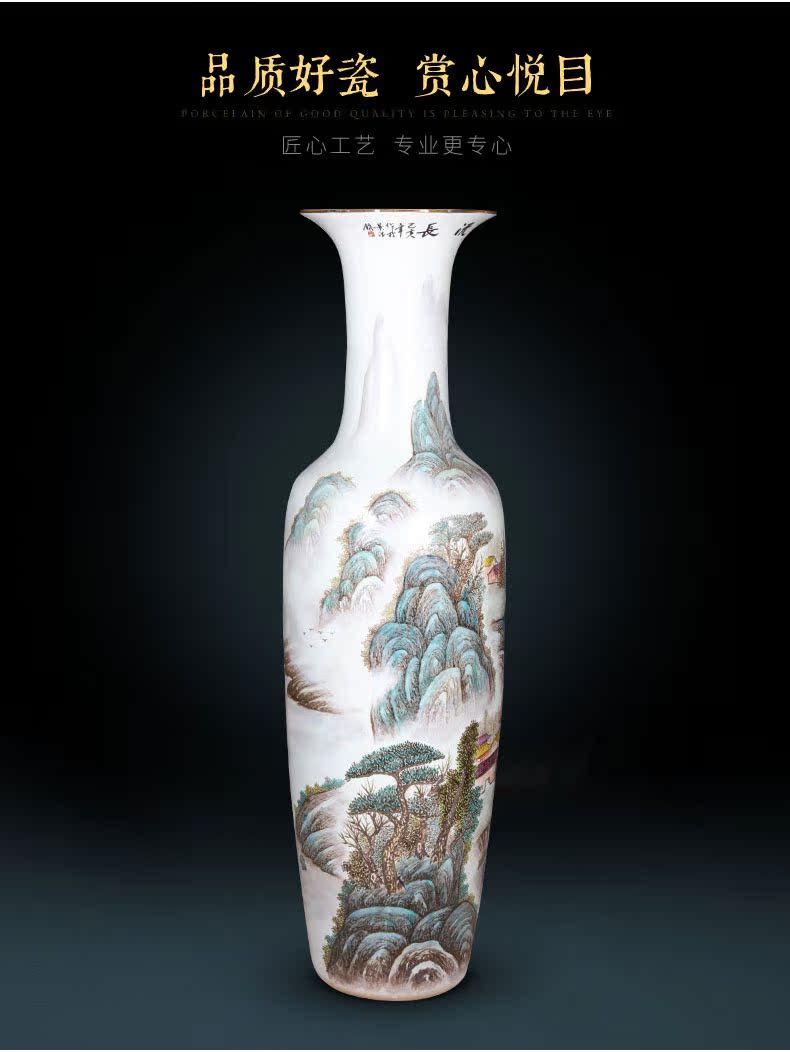 Jingdezhen ceramics hand - made pastel landscapes of large vase sitting room TV ark, the opened furnishing articles 1.2 meters