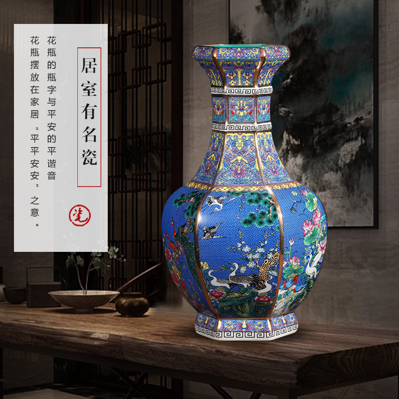 Jingdezhen ceramics imitation qianlong fuels the vase flower arrangement sitting room of Chinese style restoring ancient ways is household adornment handicraft furnishing articles