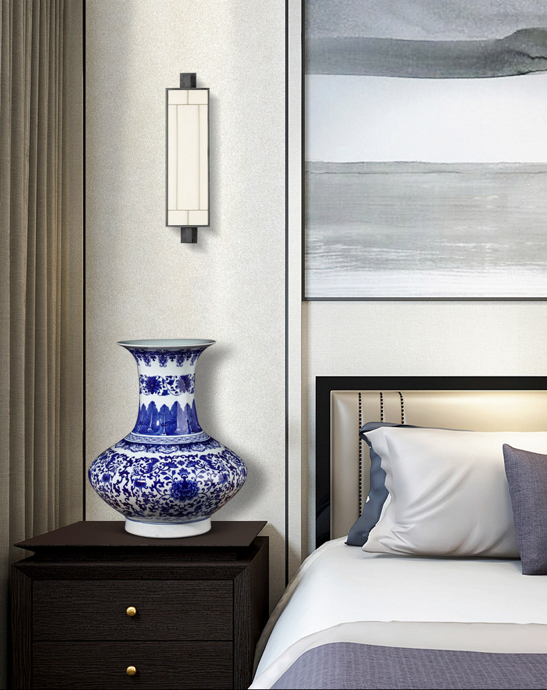 Jingdezhen ceramics archaize ears blue and white porcelain vase of new Chinese style home furnishing articles large living room