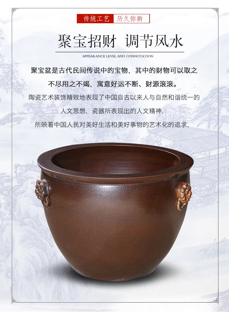 Restoring ancient ways of jingdezhen ceramic aquarium large tank sitting room is suing garden water lily basin bowl LianHe cylinder goldfish bowl