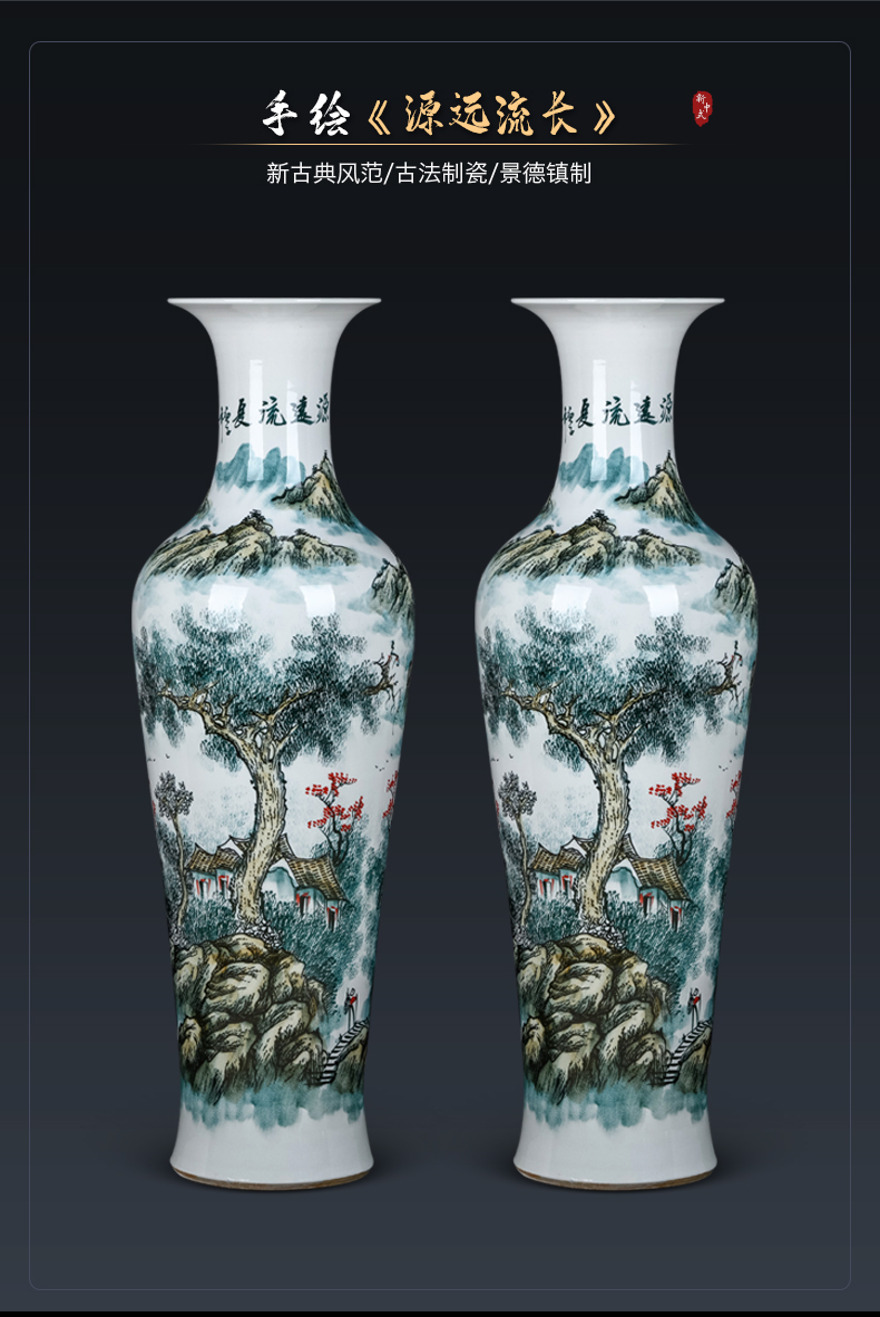 Jingdezhen ceramics hand - made large vases, new Chinese style living room large heavy furnishing articles home decoration gifts