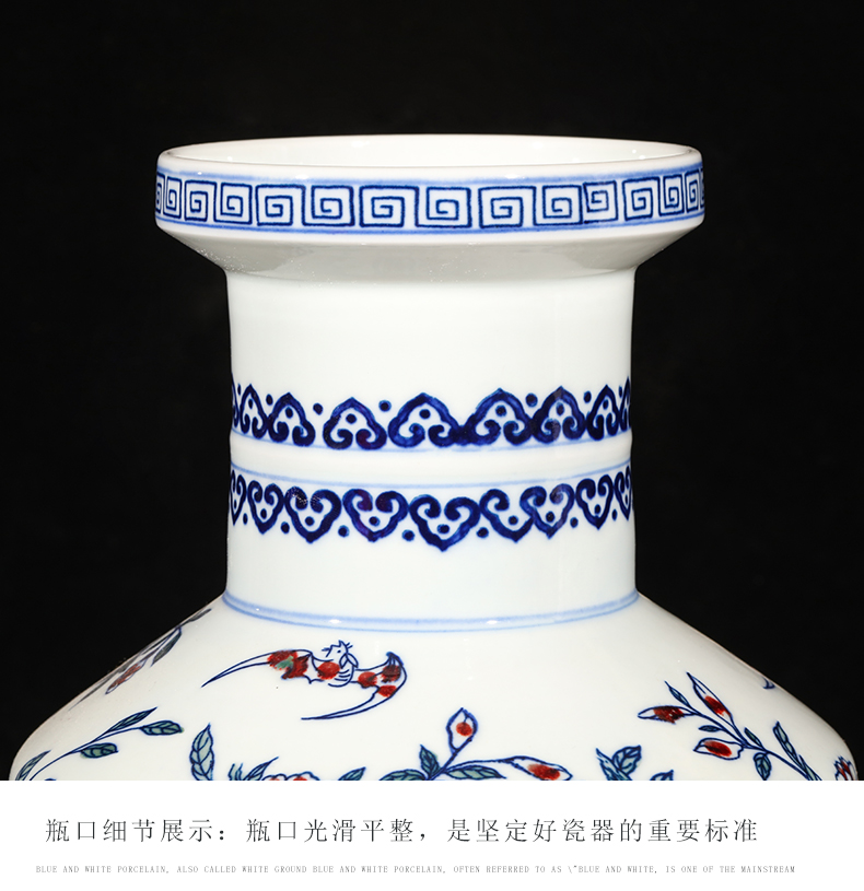 Jingdezhen ceramics hand - made live figure of blue and white porcelain vase flower arranging new Chinese archaize sitting room adornment is placed