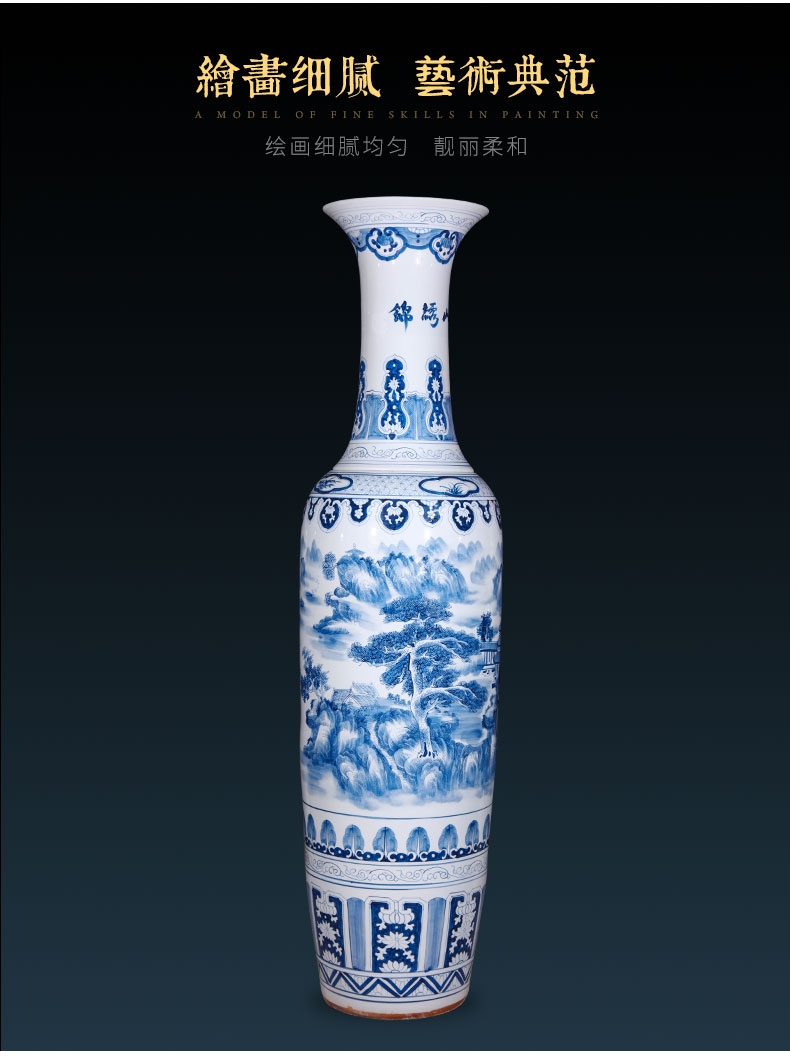 Jingdezhen ceramics hand - made landscape painting of large vase home furnishing articles housewarming gift villa hotel lobby