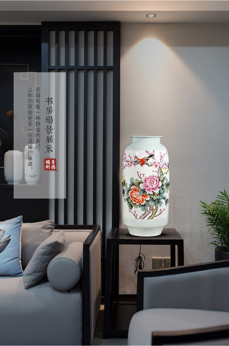 Jingdezhen ceramics hand - made enamel vase flower arranging high - grade Chinese style living room porch TV ark adornment furnishing articles