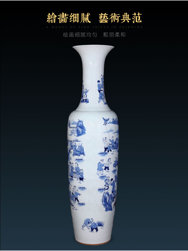 Jingdezhen ceramics antique hand - made the ancient philosophers figure of large blue and white porcelain vase king sitting room villa furnishing articles