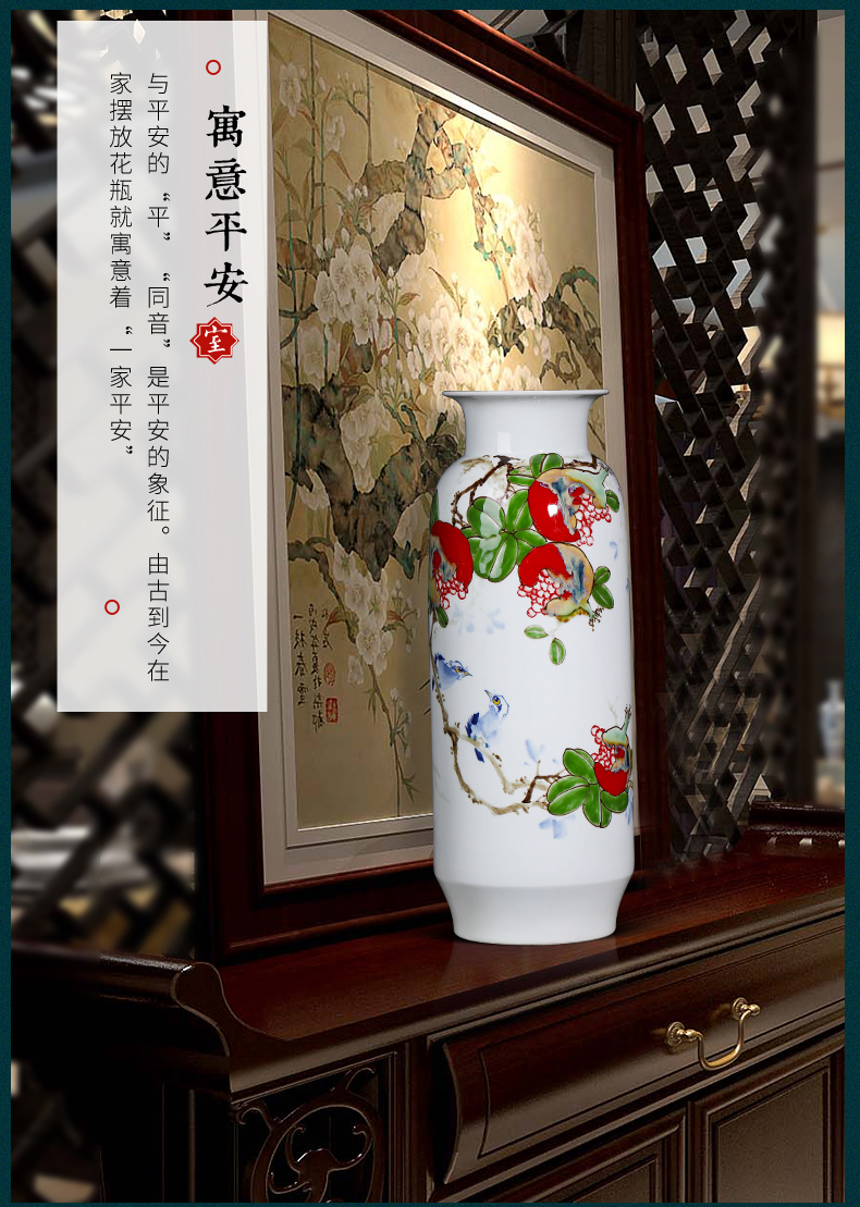 Jingdezhen ceramics by hand draw large diameter vase furnishing articles sitting room flower arranging large Chinese style household ornaments