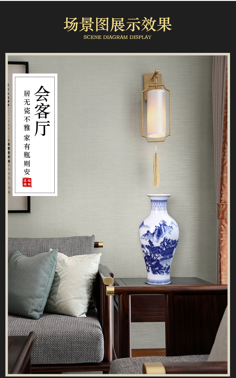 Jingdezhen ceramics antique blue and white porcelain vases, flower arrangement of new Chinese style living room TV ark, wine accessories furnishing articles