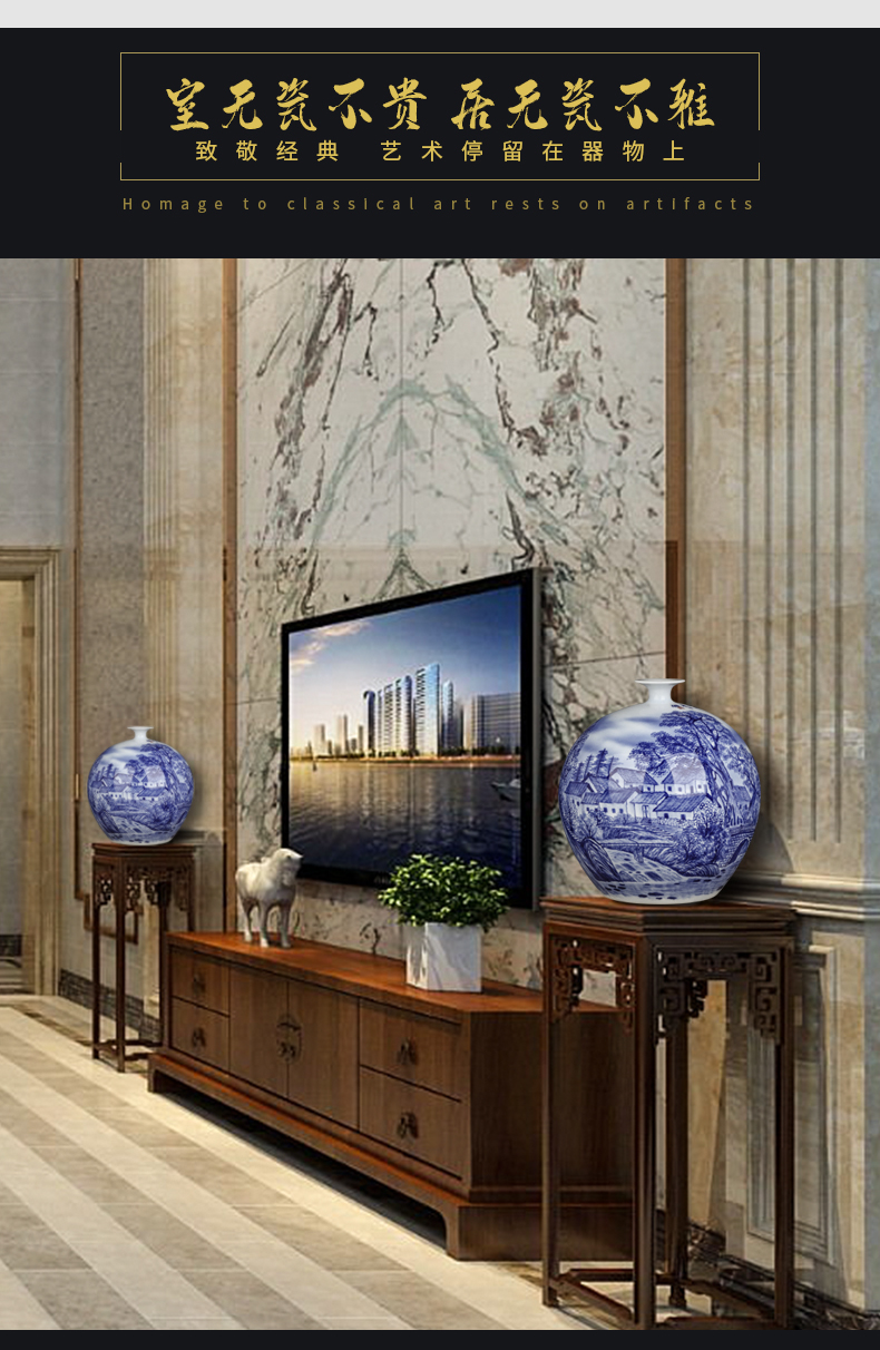 Jingdezhen ceramics famous hand - made pomegranate bottles of Chinese blue and white porcelain vase sitting room home furnishing articles