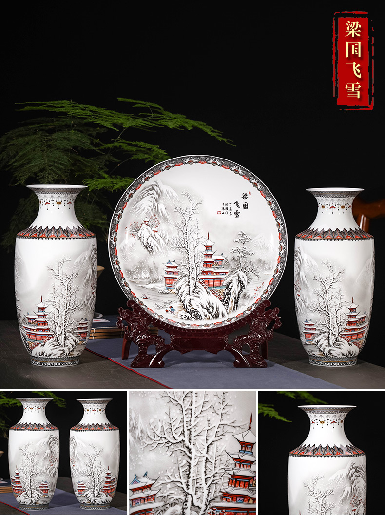 Jingdezhen ceramics vase furnishing articles sitting room flower arrangement of modern Chinese style household TV ark, wine decorative arts and crafts
