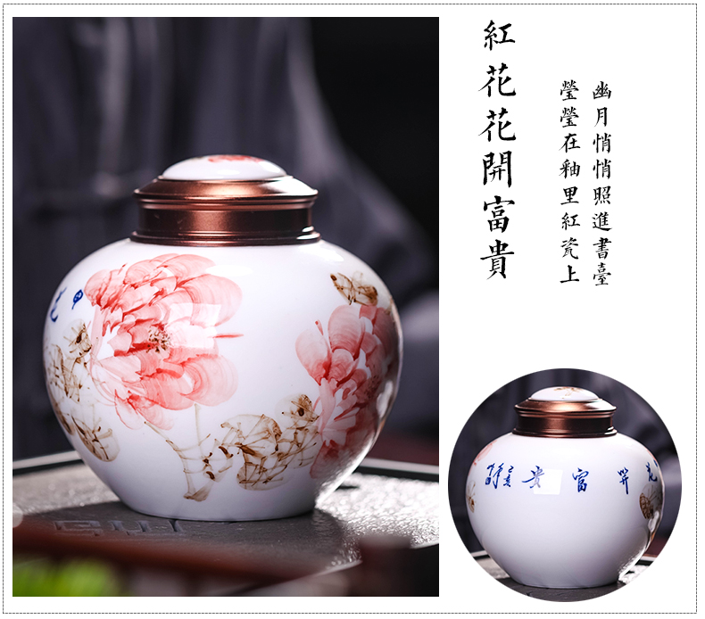 Jingdezhen ceramic caddy fixings large blue and white hand tea sealed tank receives half jins to Chinese wind household