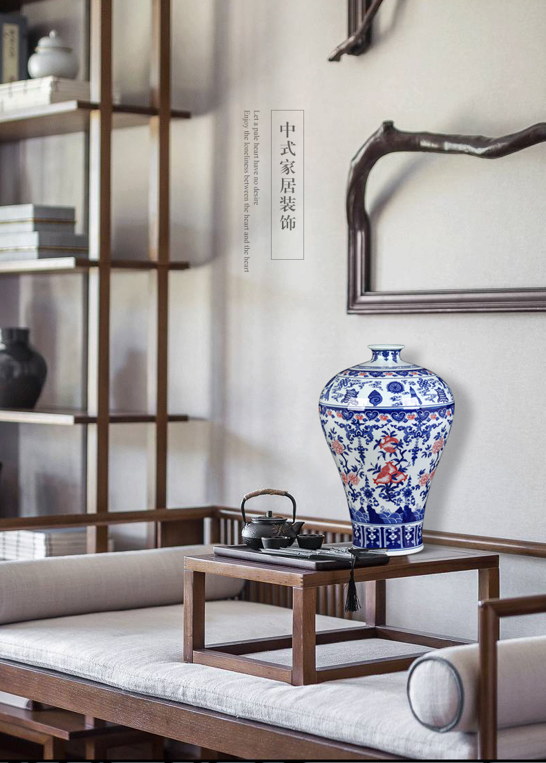 Jingdezhen ceramics antique blue and white porcelain vases, flower arrangement large sitting room of Chinese style restoring ancient ways is the home furnishing articles