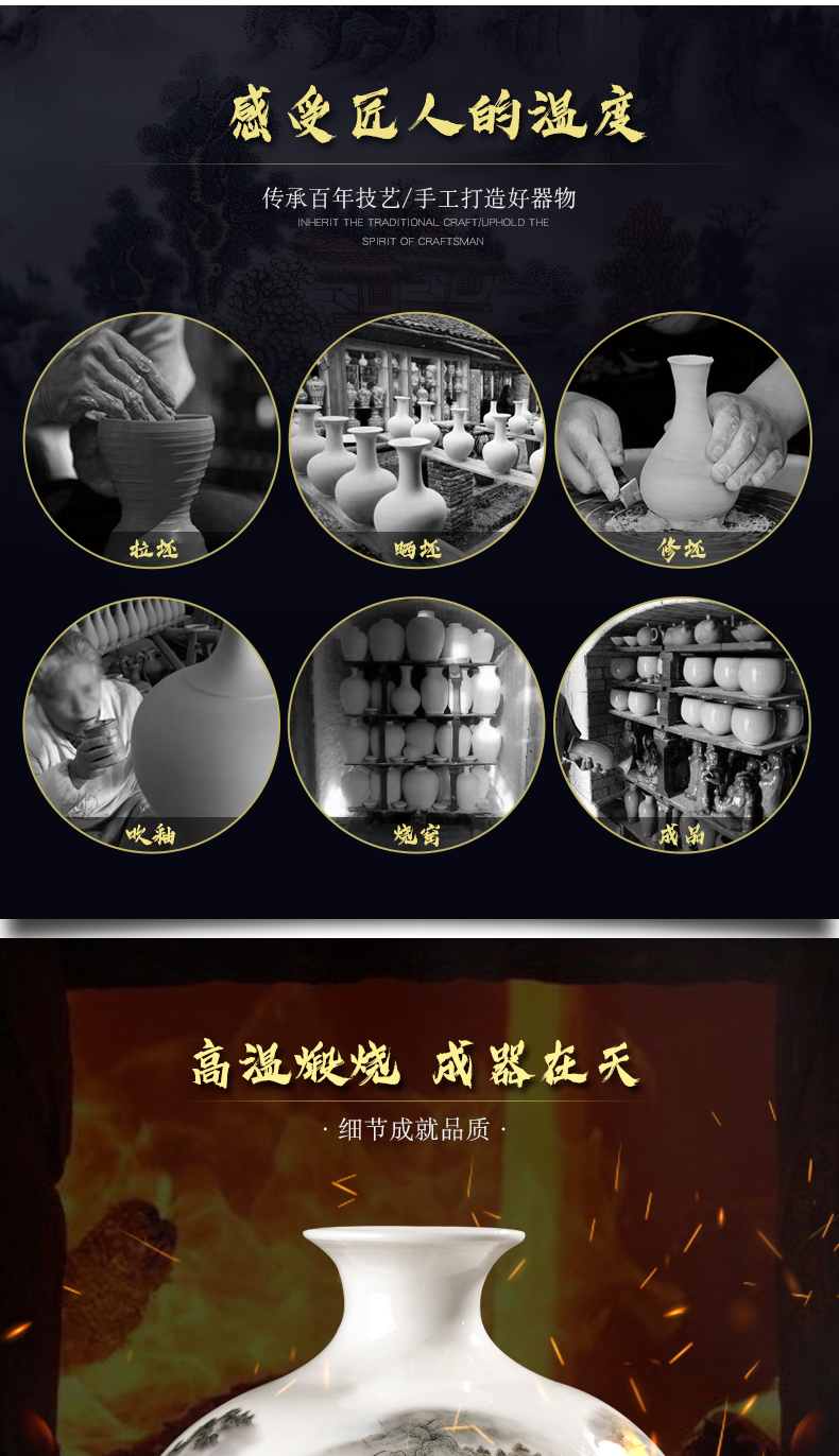 Jingdezhen ceramics vase furnishing articles sitting room flower arranging new Chinese landscape painting pomegranate wine bottle household ornaments