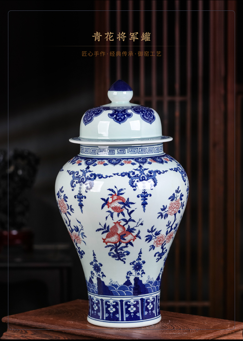 Jingdezhen ceramics antique blue and white porcelain vases, flower arrangement large sitting room of Chinese style restoring ancient ways is the home furnishing articles