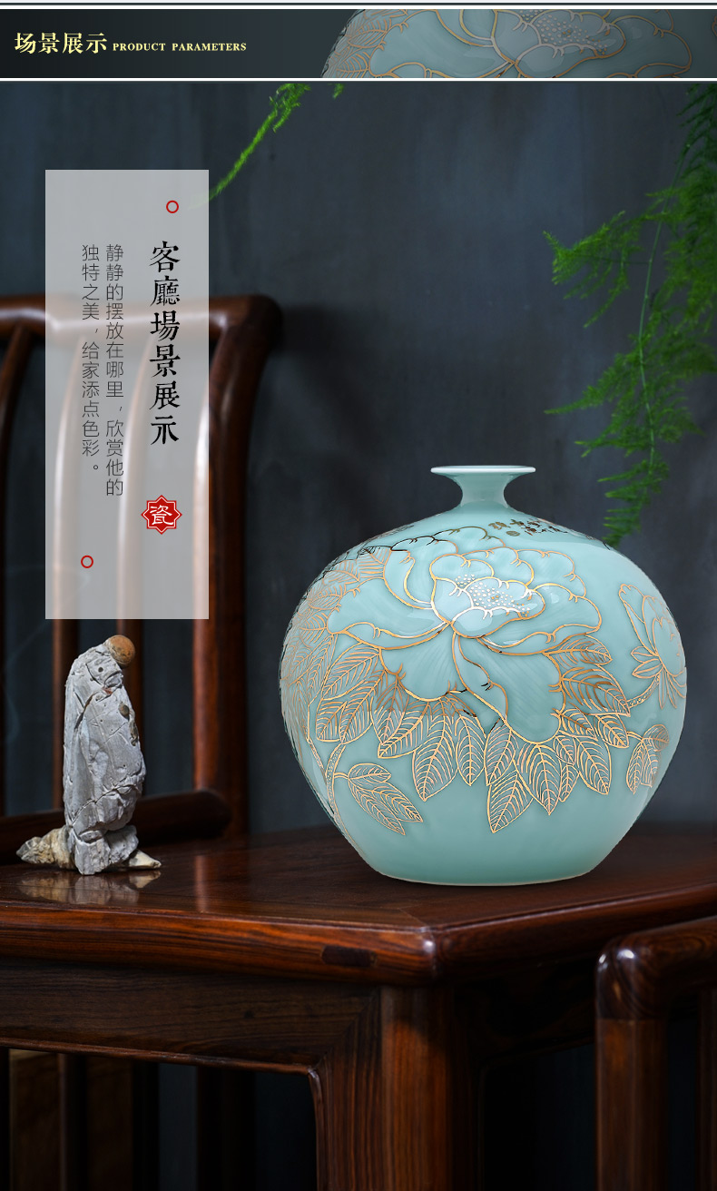 The Master of jingdezhen ceramics vase hand - made green glair see pomegranate sitting room adornment is placed large bottles of Chinese style