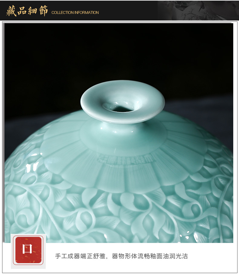 Jingdezhen ceramics by hand shadow blue glaze pomegranate flower vase furnishing articles sitting room flower arranging Chinese style household decorative arts and crafts