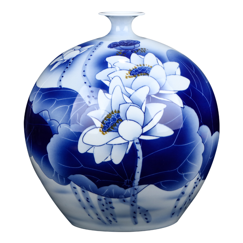 Jingdezhen ceramics by hand antique Chinese blue and white porcelain vase sitting room household adornment furnishing articles