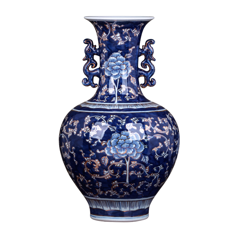 The Master of jingdezhen ceramics hand - made paint Chinese sitting room adornment is placed large blue and white porcelain vases, flower arrangement