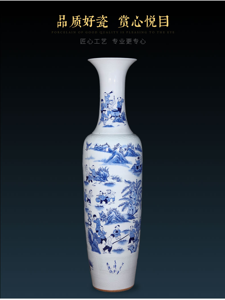 Jingdezhen ceramics antique hand - made the ancient philosophers figure of large blue and white porcelain vase king sitting room villa furnishing articles