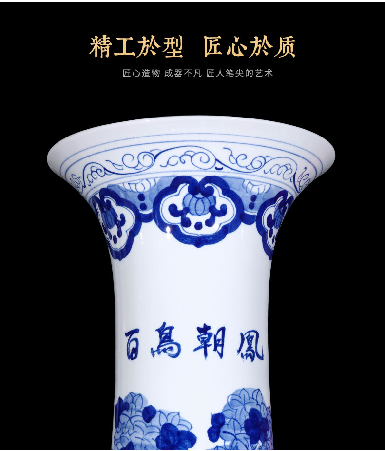 Jingdezhen ceramics antique hand - made large blue and white porcelain vase 1 meter 8 Chinese sitting room adornment is placed