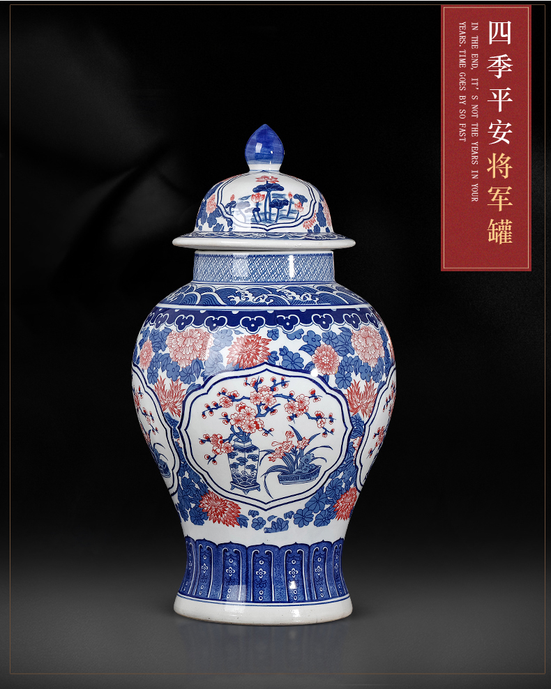 Antique vase of blue and white porcelain of jingdezhen ceramics furnishing articles flower arranging large sitting room TV ark, of Chinese style household decoration