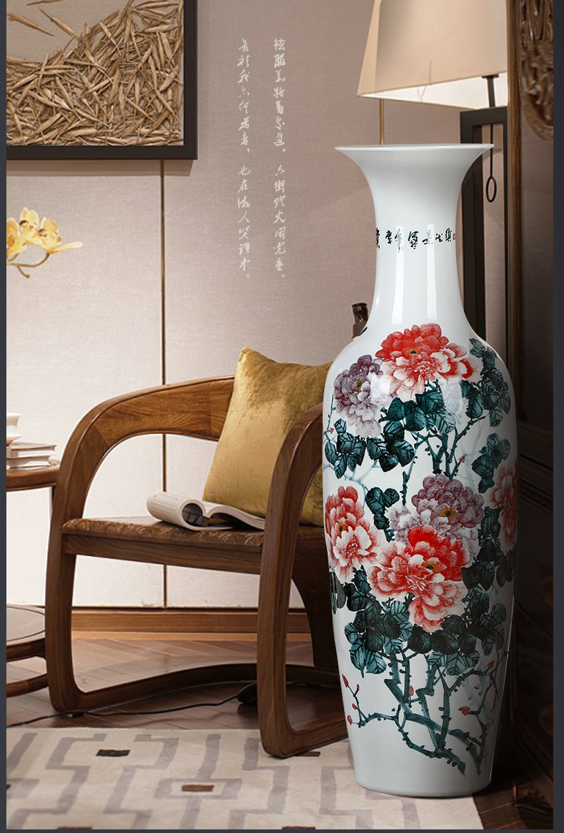 Jingdezhen ceramics hand - made rich flower of large vases, flower arrangement of Chinese style living room TV cabinet decorative furnishing articles