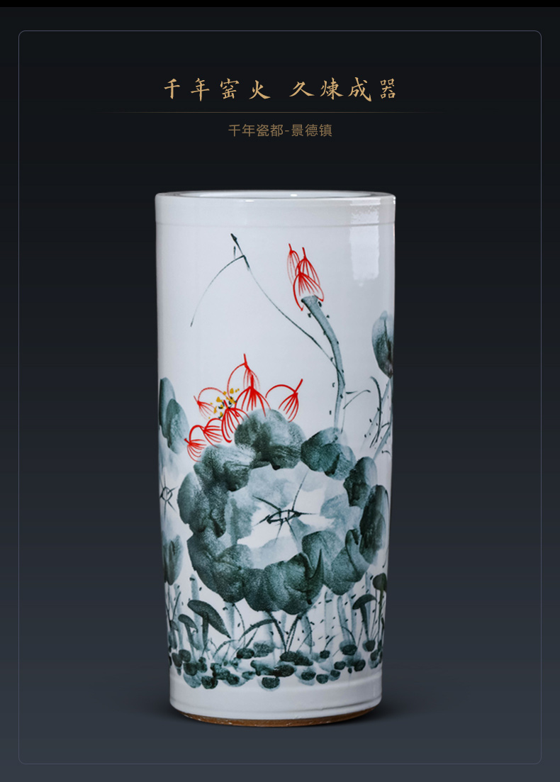 Jingdezhen ceramic hand - made painting and calligraphy cylinder scroll study calligraphy and painting identifiers cylinder decorative vase furnishing articles large living room