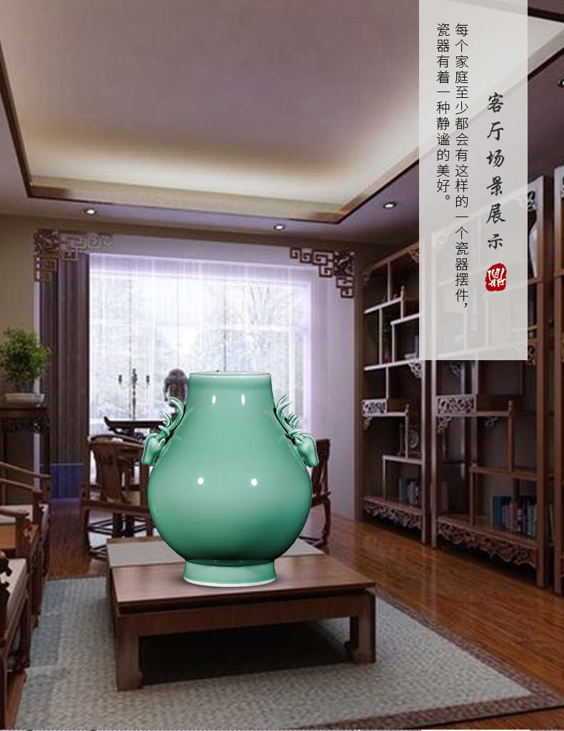 Jingdezhen ceramics creative shadow blue glaze ears vases, new Chinese style living room home wine ark, adornment furnishing articles