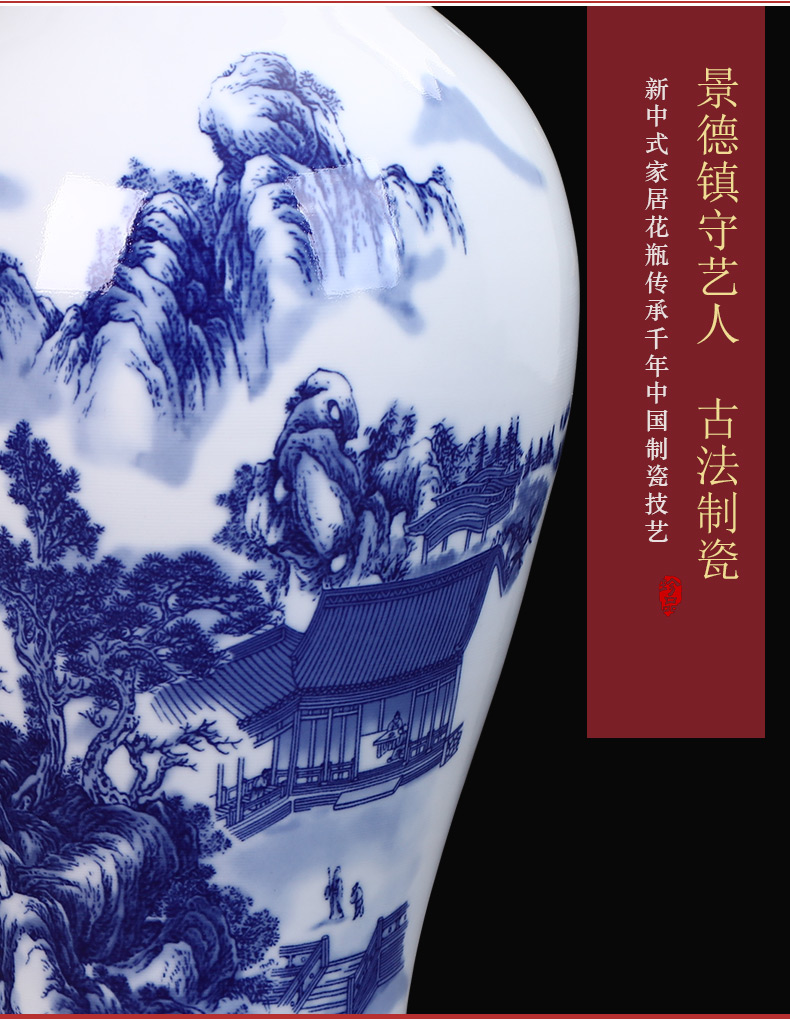 Jingdezhen ceramics antique blue and white porcelain vases, flower arrangement of new Chinese style living room TV ark, wine accessories furnishing articles