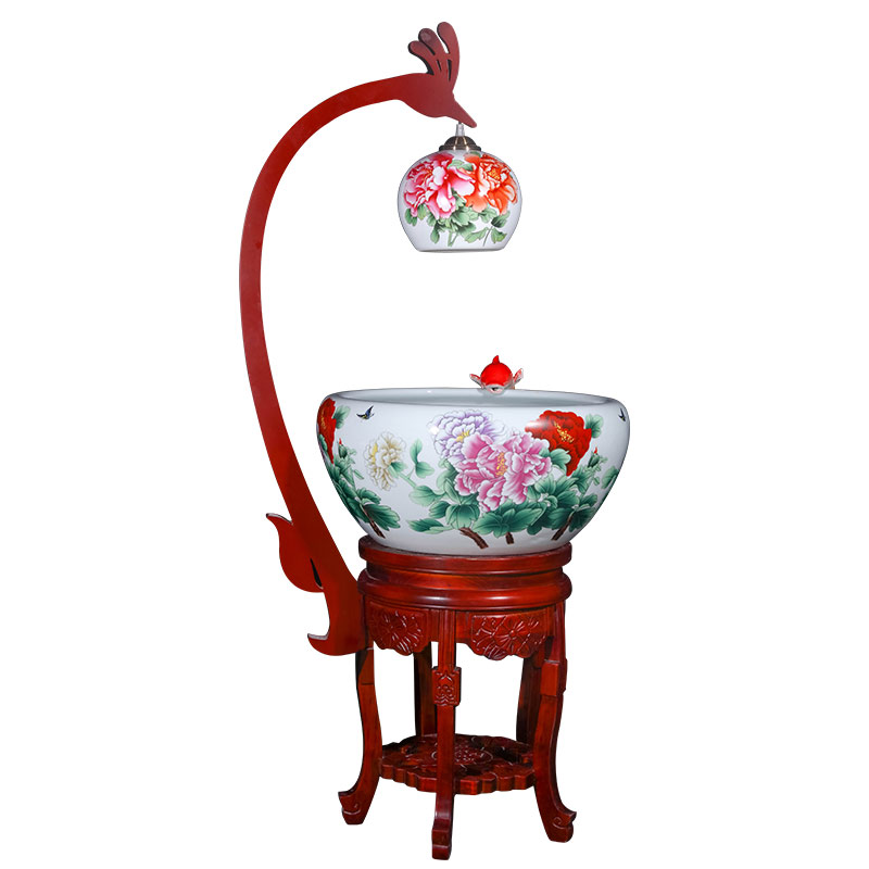 Jingdezhen ceramic aquarium oversized raising goldfish bowl Chinese circulation filter water indoor home sitting room with light