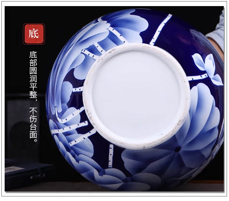 Jingdezhen ceramics by hand draw blue and white porcelain vase furnishing articles flower arranging Chinese style household adornment large living room