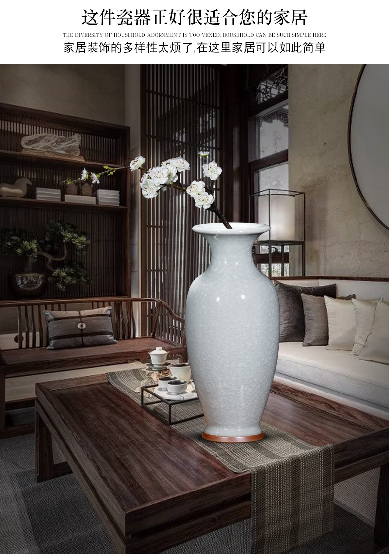 Jingdezhen ceramics archaize crack jun porcelain glaze white borneol vase household adornment of I sitting room is placed