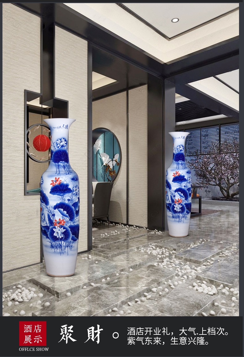 Jingdezhen ceramics hand - made large blue and white porcelain vase Chinese style household decorative furnishing articles to heavy large living room