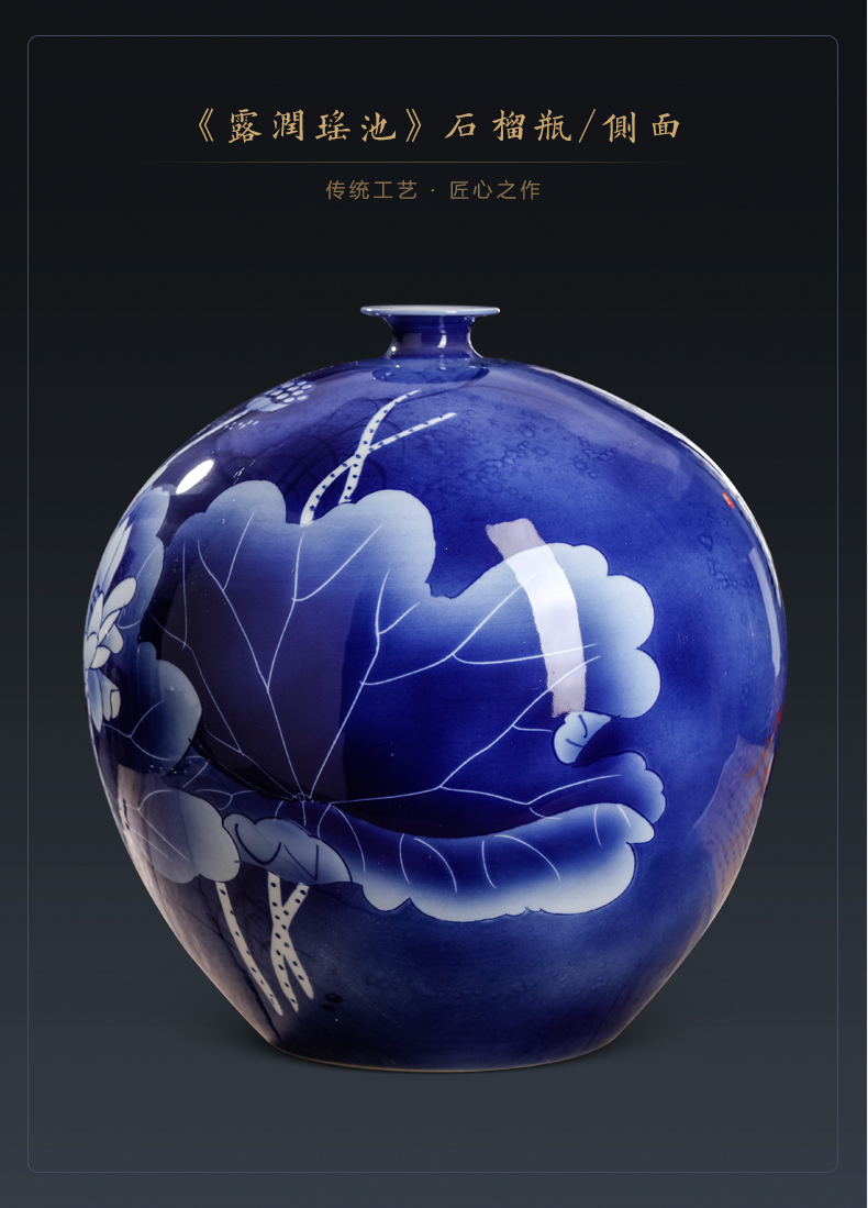 Jingdezhen ceramics hand - made lotus blue and white porcelain vase furnishing articles of new Chinese style living room TV ark adornment arranging flowers