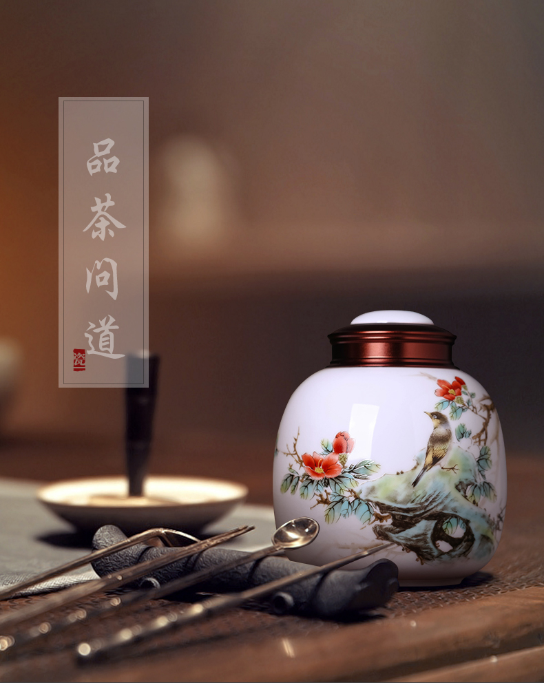 Jingdezhen ceramic tea pot small half jins of the tea sets huai sealed jar portable household moistureproof POTS